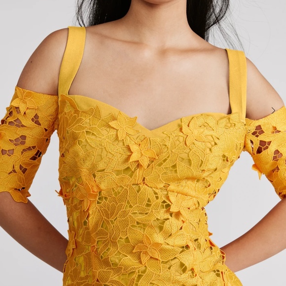 Zac Posen 3D GUIPURE LACE MIDI DRESS - Picture 3 of 4